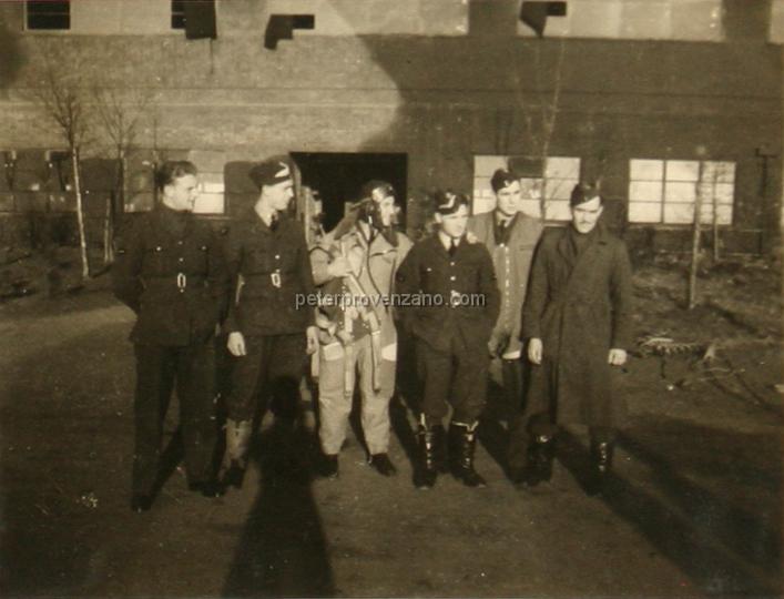 Peter Provenzano Photo Album Image_copy_046.jpg - Leading Aircraftmen (LAC) of the 5 Service Flight Training School (STFS) and Pilot Officer (P/O) Edward Miluck.  RAF Station Tern Hill, fall of 1940.